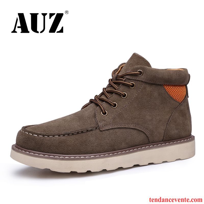 Bottes Homme Plus De Velours Chaussures En Coton Basse Chauds Bottes Courtes Gros Bleu Foncé