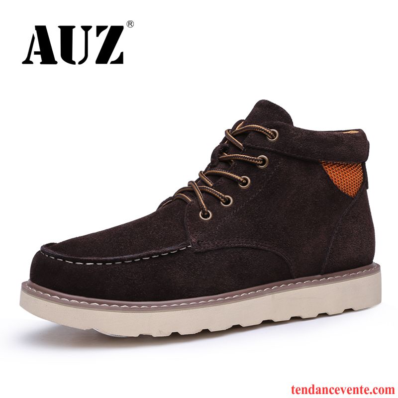 Bottes Homme Plus De Velours Chaussures En Coton Basse Chauds Bottes Courtes Gros Bleu Foncé