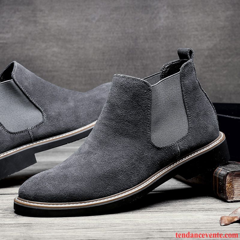 Bottes Homme Rétro L'automne Derbies Hautes Manche Angleterre Noir