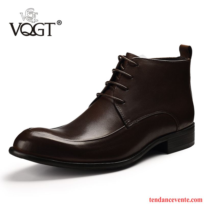 Bottes Homme Tendance Laçage Mode En Cuir Derbies Hautes Noir