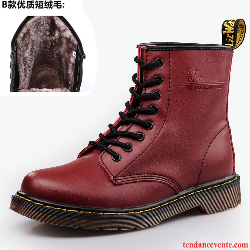 Bottes Homme Vintage Cuir Véritable Fantaisie Homme Bureau Plus De Velours Taillissime Authentique L'automne Hautes Hiver Chauds Pensée Pas Cher