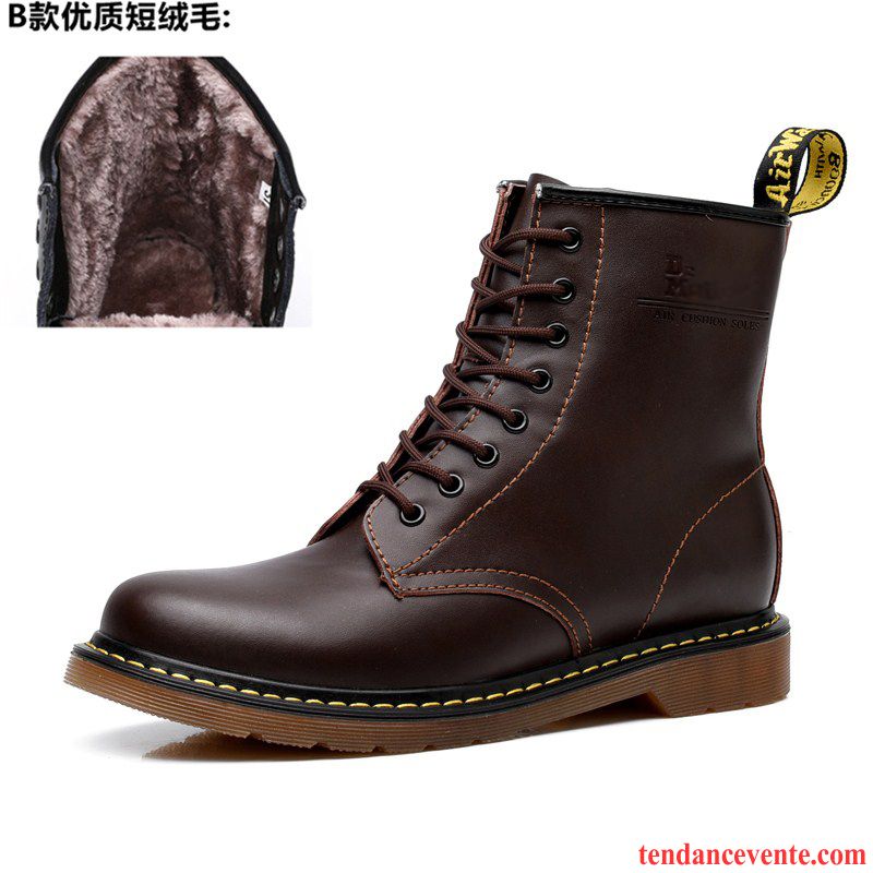 Bottes Homme Vintage Cuir Véritable Fantaisie Homme Bureau Plus De Velours Taillissime Authentique L'automne Hautes Hiver Chauds Pensée Pas Cher