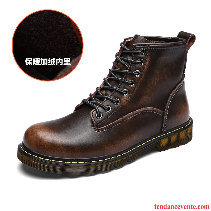 Bottes Marque Homme Hautes Tendance En Cuir Hiver Homme Noir Derbies L'automne Angleterre Marron