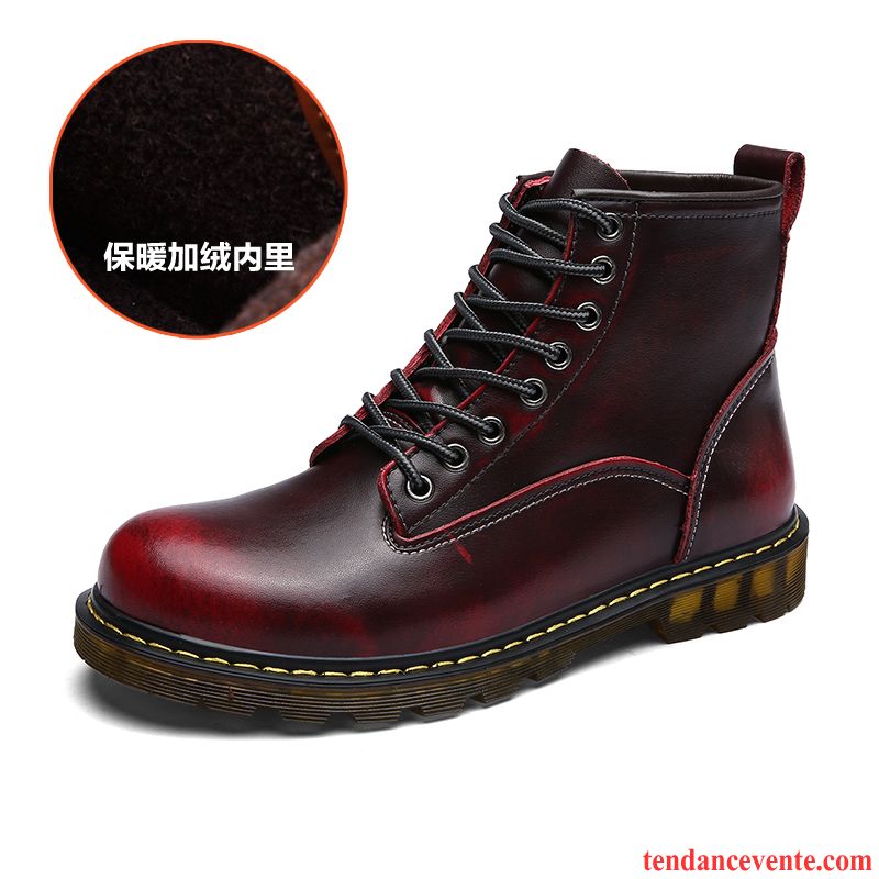 Bottes Marque Homme Hautes Tendance En Cuir Hiver Homme Noir Derbies L'automne Angleterre Marron