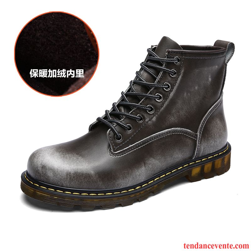 Bottes Marque Homme Hautes Tendance En Cuir Hiver Homme Noir Derbies L'automne Angleterre Marron