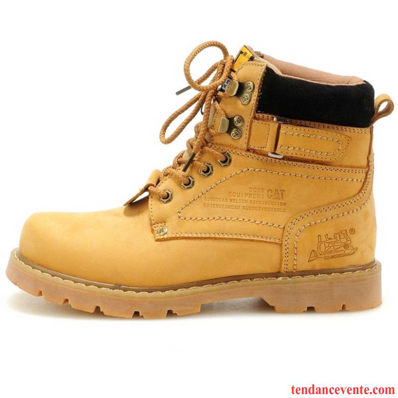 Bottes Marron Homme Homme Chaussures De Travail De Plein Air Hautes Angleterre Femme Cuir Véritable Gros L'automne Jaune Fantaisie Printemps Rouge Pas Cher