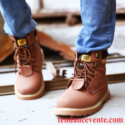 Bottes Marron Homme Homme Chaussures De Travail De Plein Air Hautes Angleterre Femme Cuir Véritable Gros L'automne Jaune Fantaisie Printemps Rouge Pas Cher