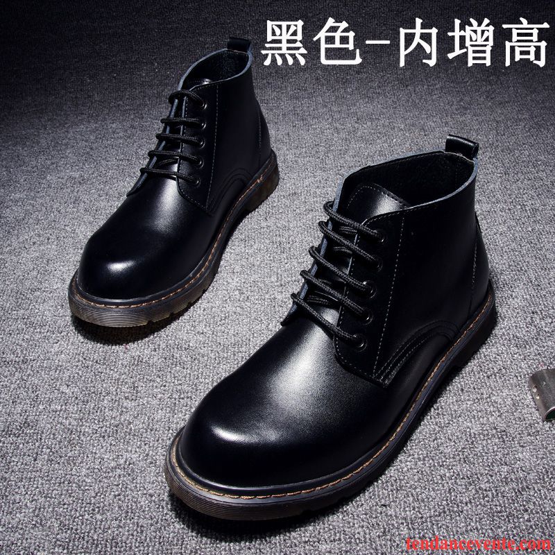 Bottes Montante Cuir Augmenté L'automne Gros Rétro Hautes Bureau Angleterre Hiver Tendance Cuir Véritable Homme Jaune Pas Cher