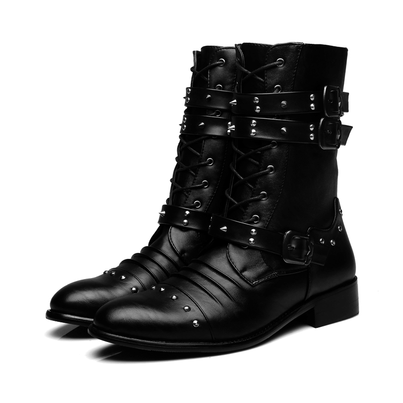 Bottes Montantes Homme Tendance Homme Derbies L'automne Hautes Longue Plus De Velours En Cuir Hiver