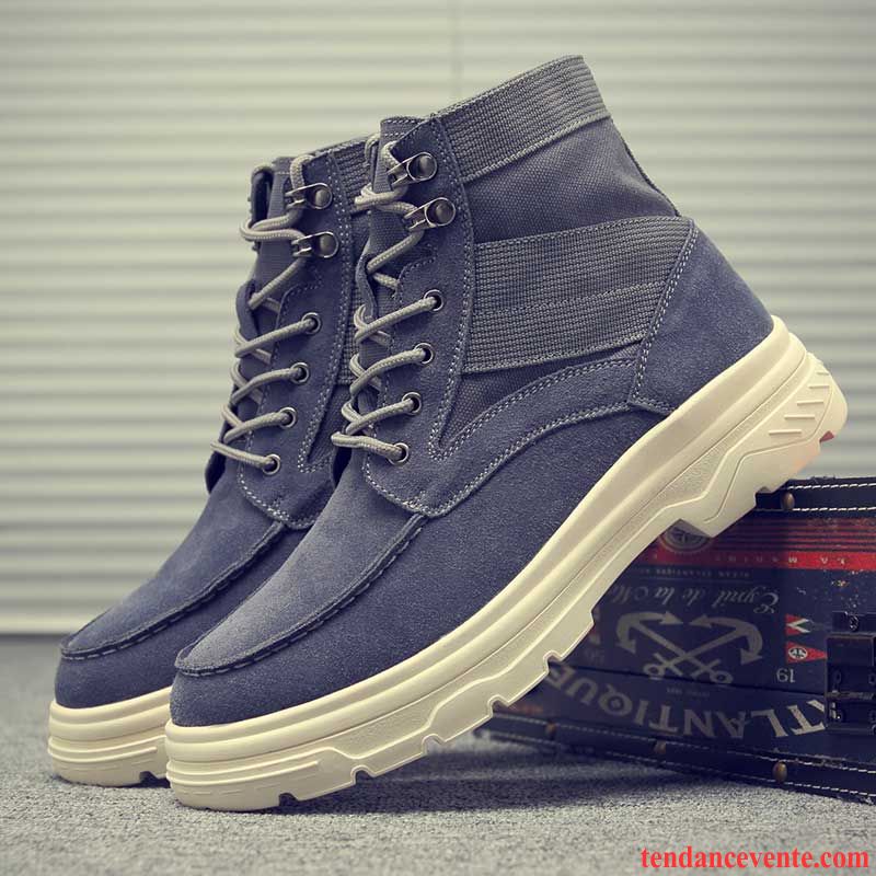 Bottes Pointu Homme Angleterre Bureau L'automne Tendance Homme Bleu Tous Les Assortis Hautes Blé