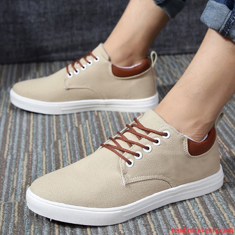 Bottes Skate Pas Cher Décontractée Tendance Chaussures En Tissu Homme Basse Étudiant Printemps Laçage Toile Marine Pas Cher