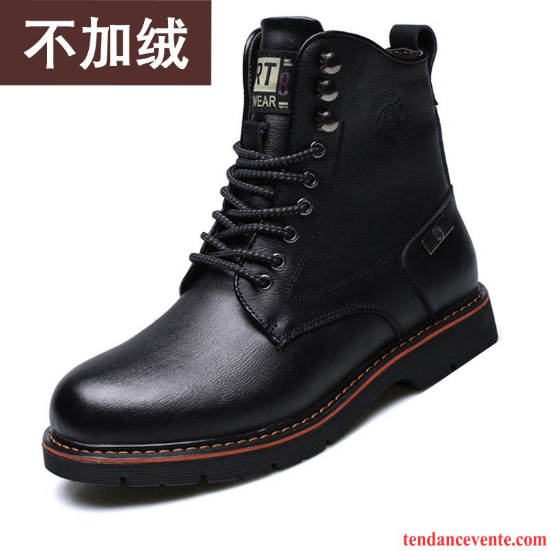 Bottes Tout Cuir Homme Angleterre Homme En Cuir Hautes Hiver Bureau Plus De Velours Cuir Véritable