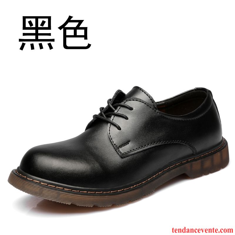 Bottine Cuir Noir Homme Printemps Hautes Fantaisie Bureau Angleterre Rétro Cuir Véritable Homme Tendance Pas Cher