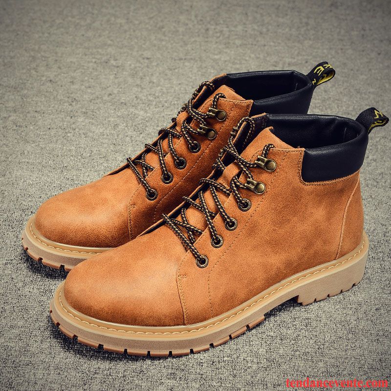 Bottine Montante Bureau Hiver En Cuir L'automne Chaussures En Coton Angleterre Homme Hautes