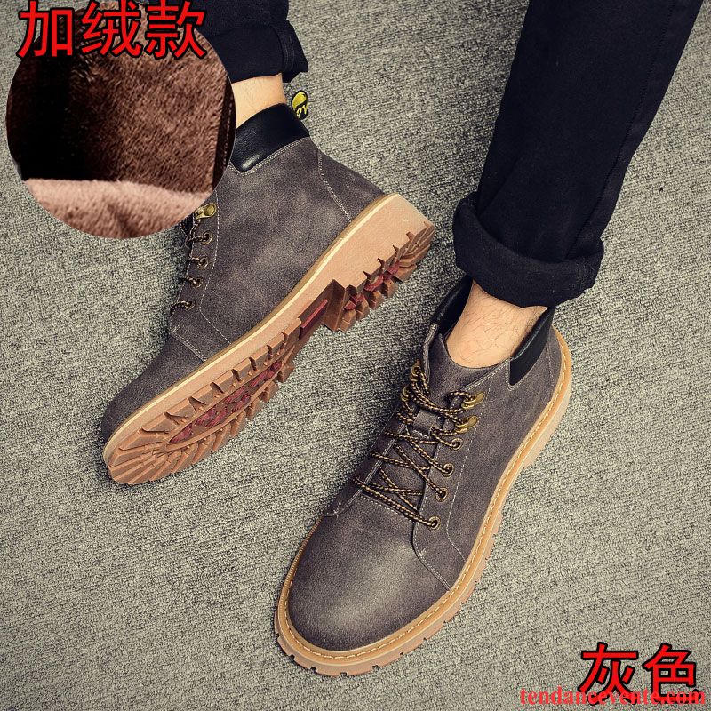 Bottine Montante Bureau Hiver En Cuir L'automne Chaussures En Coton Angleterre Homme Hautes