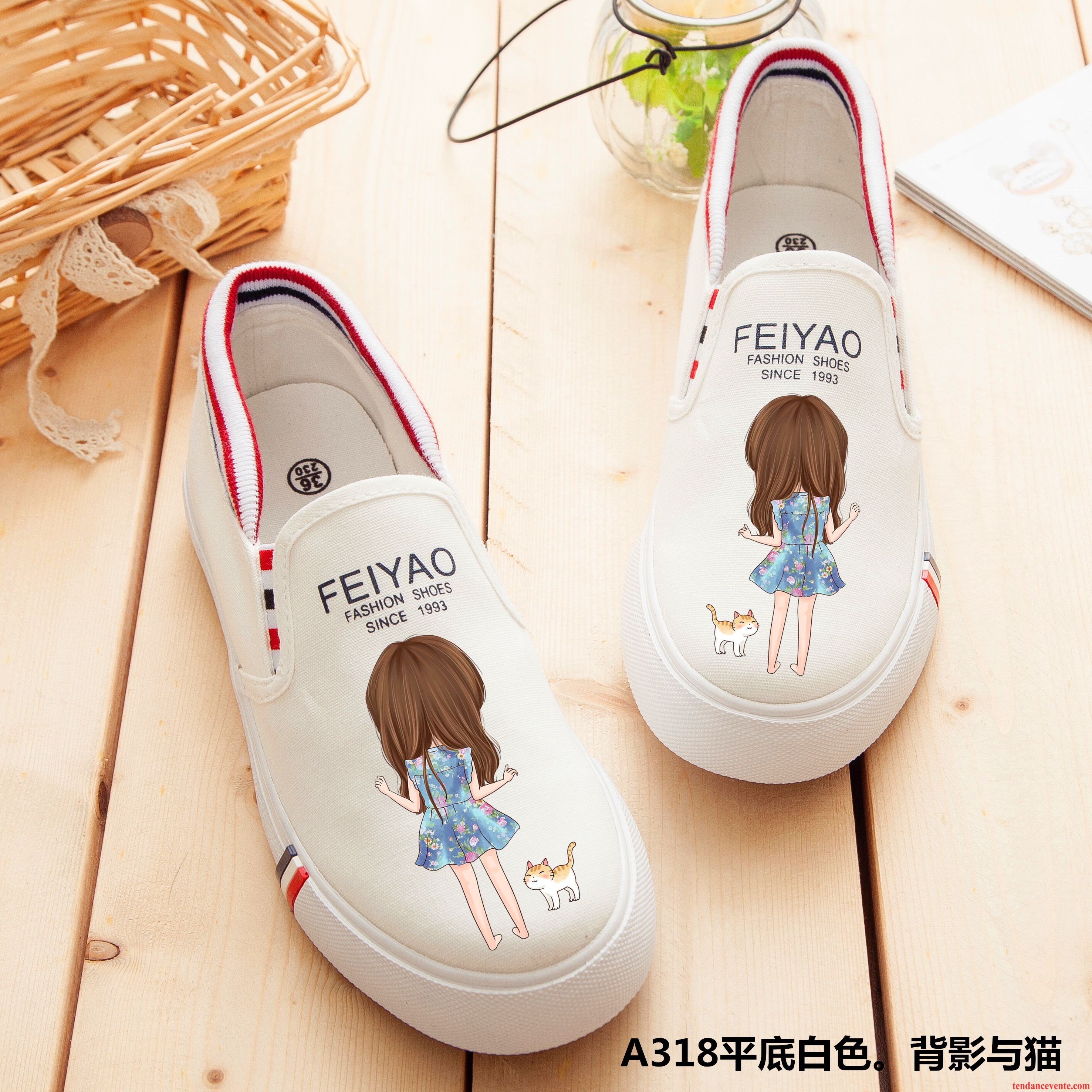 Bottine Skate Marron Femme Graffiti Tous Les Assortis Paresseux Chaussures En Tissu Slip-on Toile Dessin Animé Femme Plates Rue Printemps Été Étudiant Blanc