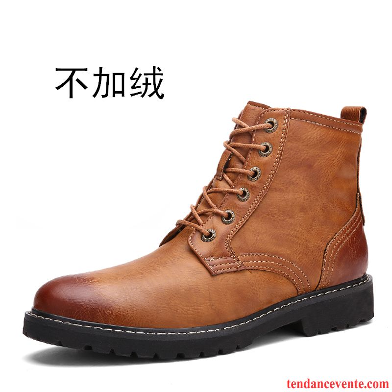 Bottines Cuir Marron Homme Bureau Homme Angleterre Hiver Hautes Tendance