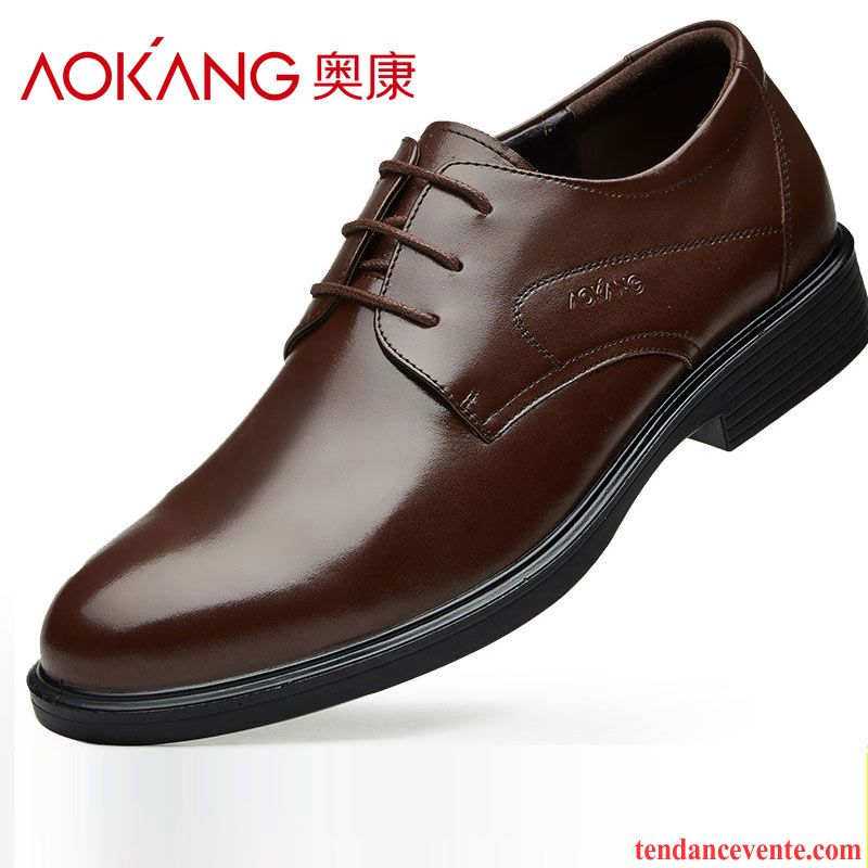 Bottines Cuir Marron Homme Décontractée Printemps Dessus Cuir Entreprise Angleterre Homme Cuir Véritable Pas Cher