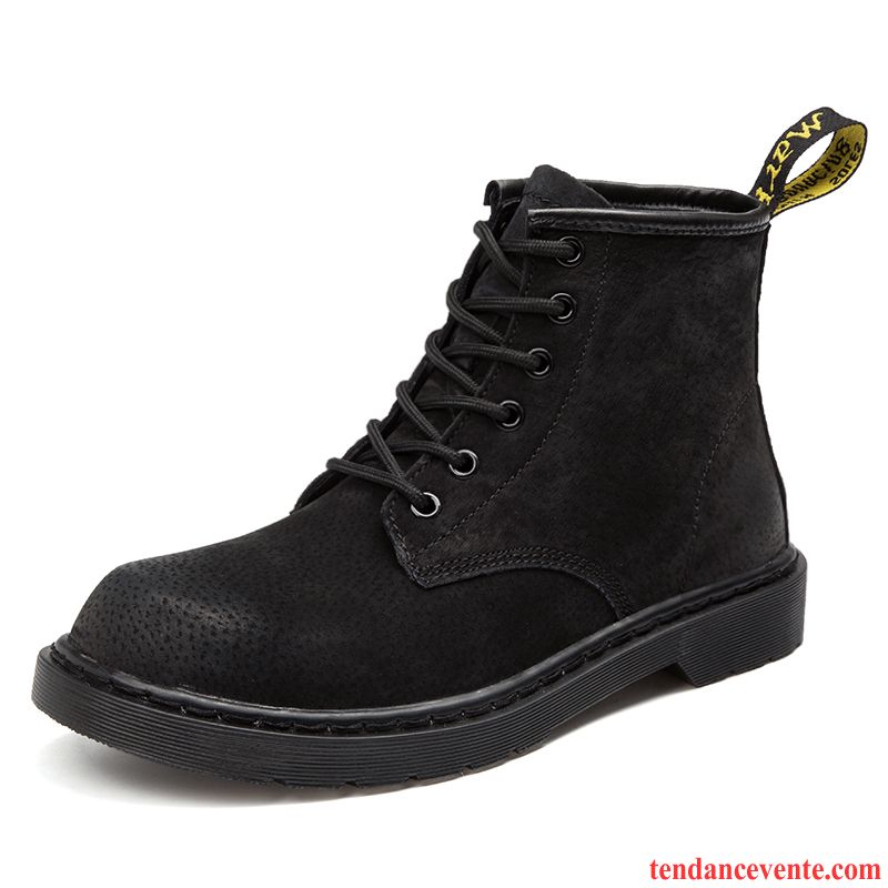 Bottines Cuir Noir Homme Plus De Velours Matelassé De Plein Air Noir Imperméable En Cuir Renforcé Chaussures En Coton Homme Hiver Chauds Antidérapant Saumon