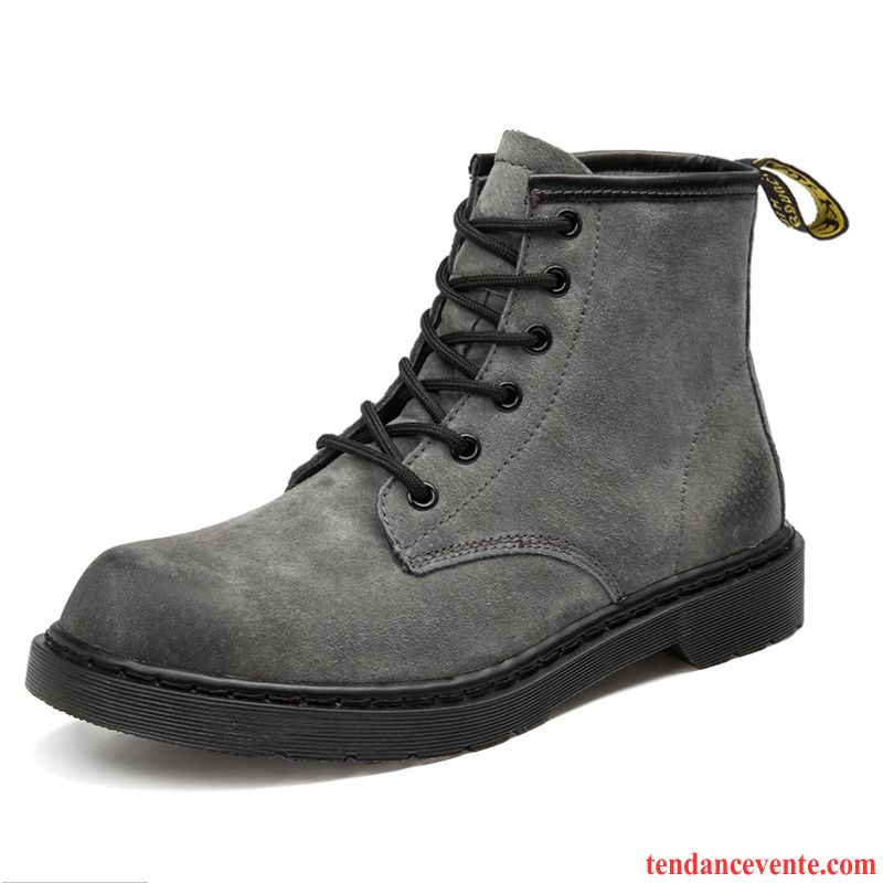 Bottines Cuir Noir Homme Plus De Velours Matelassé De Plein Air Noir Imperméable En Cuir Renforcé Chaussures En Coton Homme Hiver Chauds Antidérapant Saumon