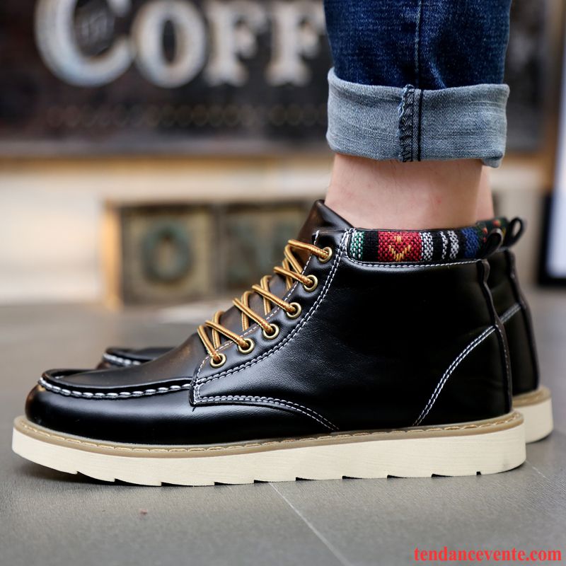 Bottines D Été Homme Hiver Homme Tous Les Assortis Angleterre Étudiant Tendance Printemps Personnalité Rouge