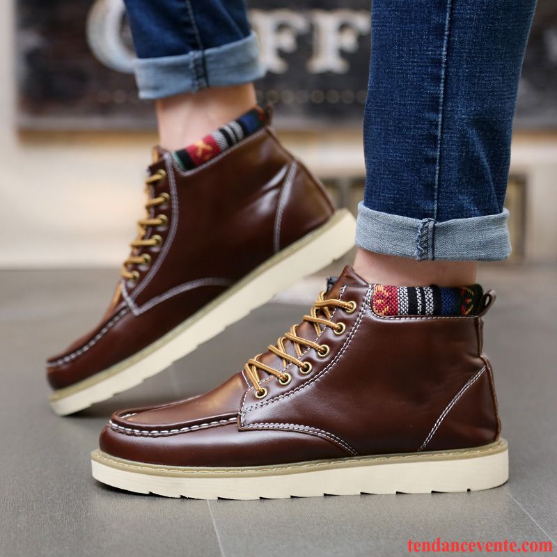 Bottines D Été Homme Hiver Homme Tous Les Assortis Angleterre Étudiant Tendance Printemps Personnalité Rouge