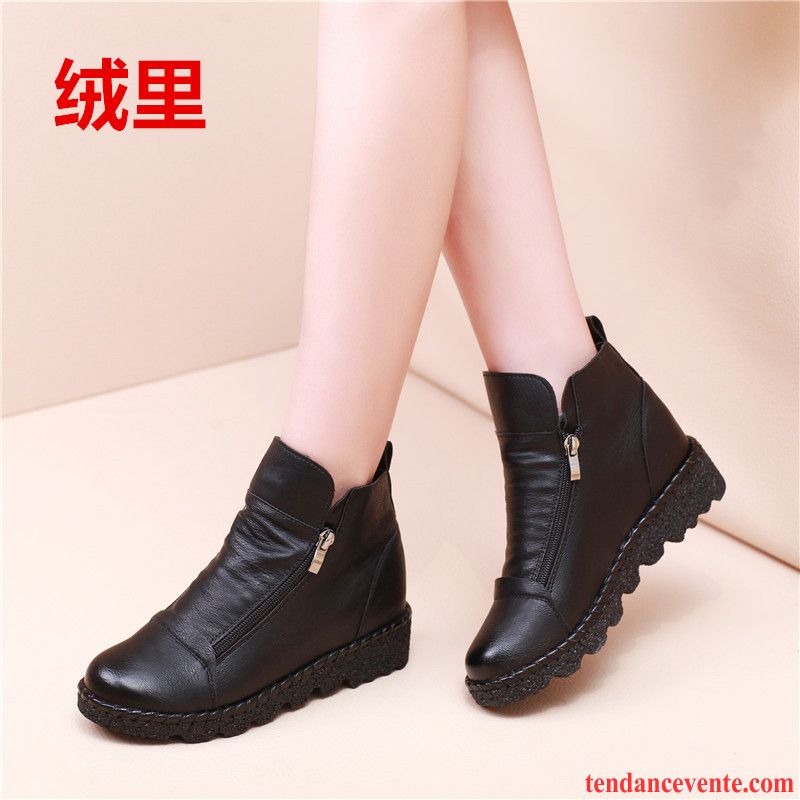 Bottines Femme Pas Cher Angleterre Antidérapant Femme Derbies Plates Courte L'automne Semelle Épaisse Augmenté Printemps