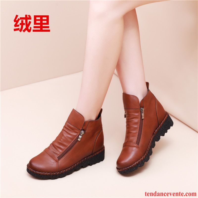 Bottines Femme Pas Cher Angleterre Antidérapant Femme Derbies Plates Courte L'automne Semelle Épaisse Augmenté Printemps