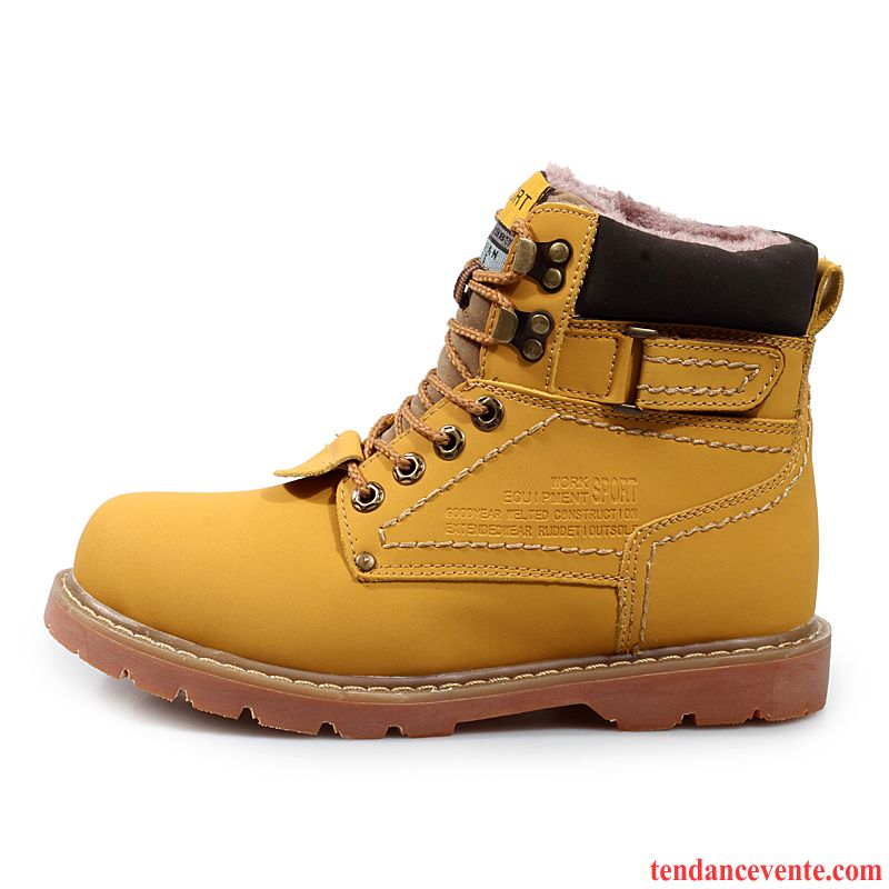 Bottines Homme Cuir Noir Jaune Gros Hiver Bureau Homme Hautes Cuir Véritable Marine