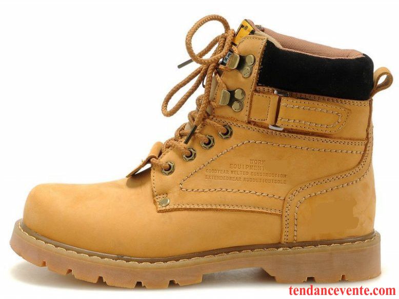 Bottines Homme Cuir Noir Jaune Gros Hiver Bureau Homme Hautes Cuir Véritable Marine