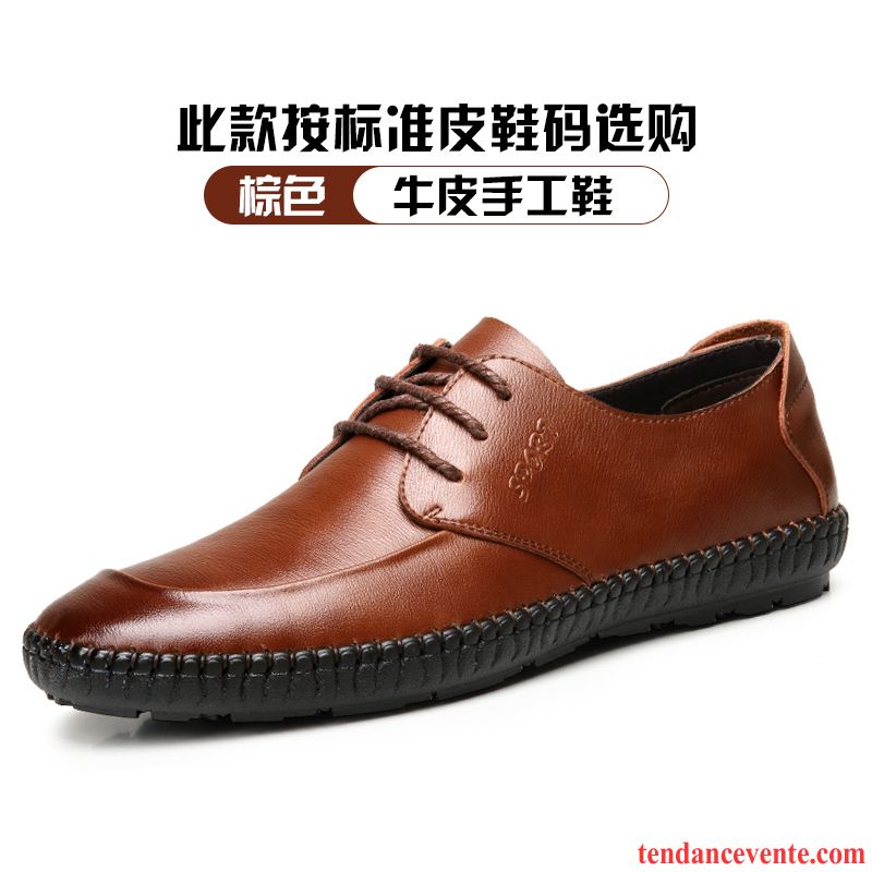 Bottines Marron Homme Pas Cher Décontractée Tendance Semelle Doux Homme Angleterre Cuir Véritable Jeunesse Printemps Entreprise Pas Cher