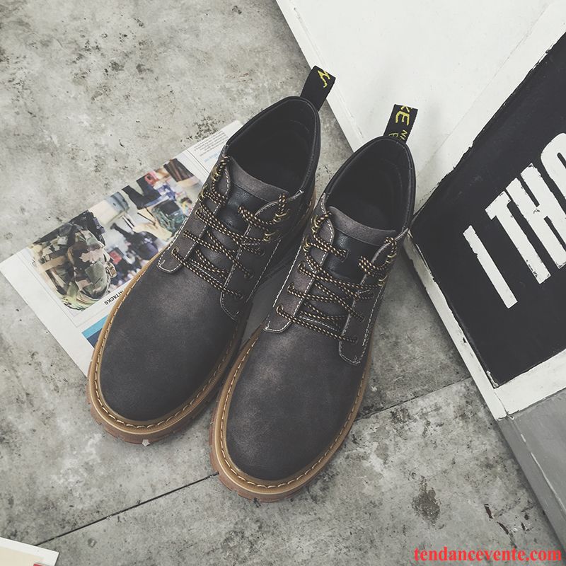 Bottines Noires Homme Bureau Tendance Décontractée Hautes Printemps Basse Augmenté Derbies Homme Suède L'automne Bout Rond