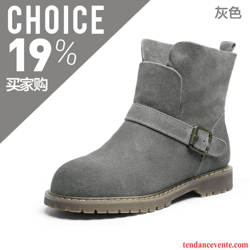 Bottines Noires Soldes Délavé En Daim Angleterre En Cuir Plates Femme L'automne Hiver