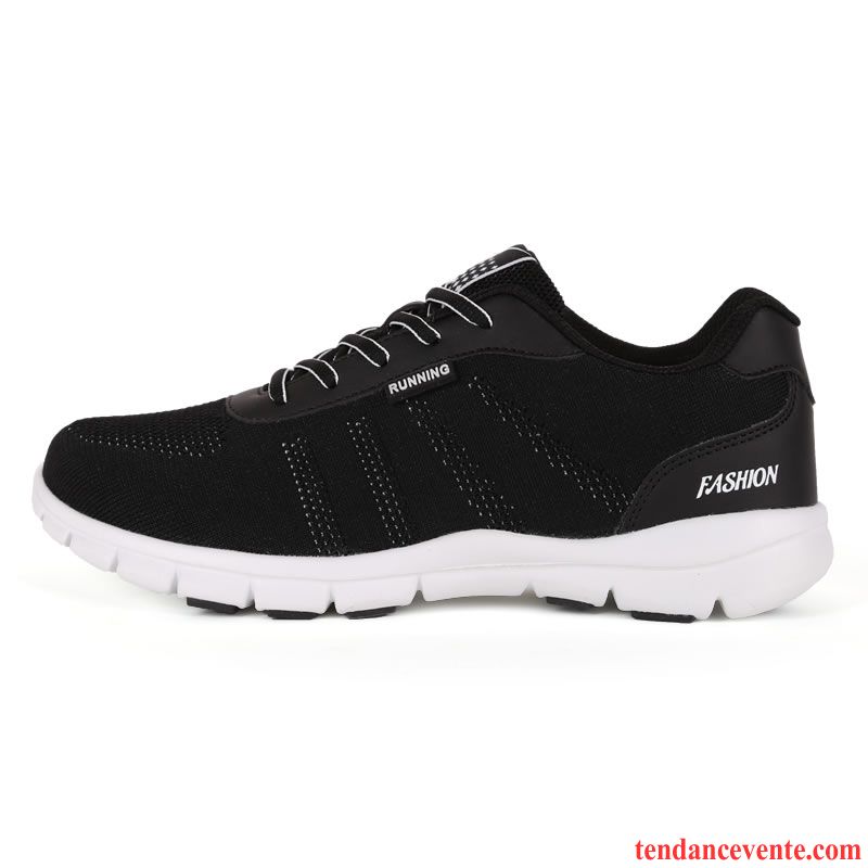 Bottines Noires À Talons Net Léger Chaussures De Voyage Femme Chaussures De Course Printemps Le Jogging Respirant Homme Sport Confortable