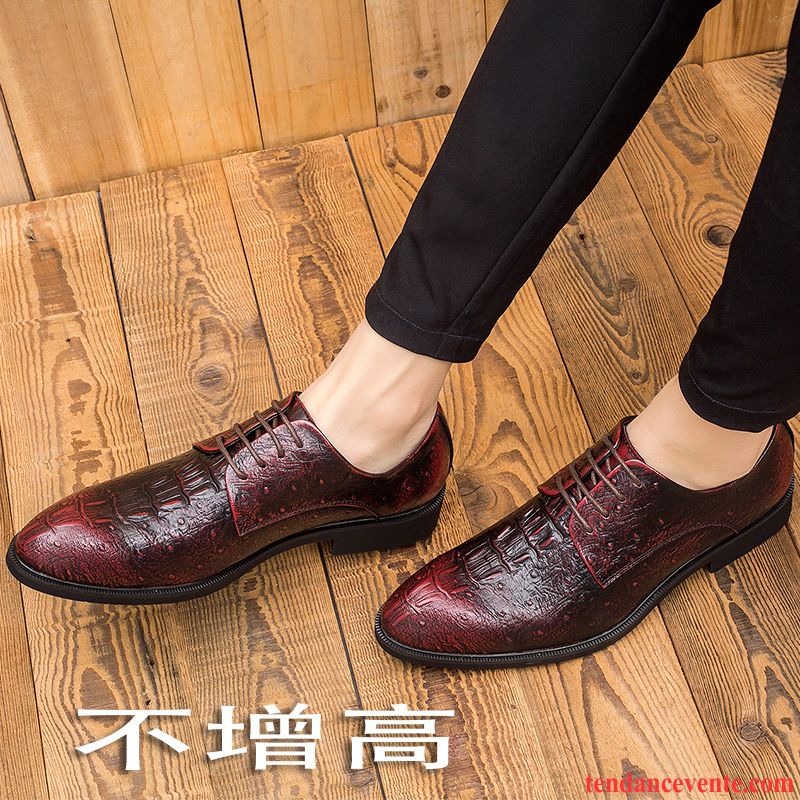 Boutique Derbies En Ligne Augmenté Pointe Pointue Tendance Homme L'automne Rouge Entreprise Crocodile Angleterre Lilas