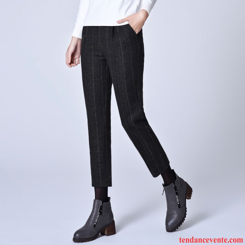 Boutique Pantalon Femme Mince Maigre L'automne Hiver Femme Décontractée Carreaux Neuvième Pantalon