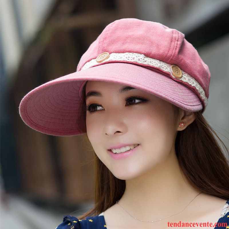 Casquette / Chapeau Femme All-match Été Chapeau De Soleil Plier Voyage Ombre Violet Rose Clair