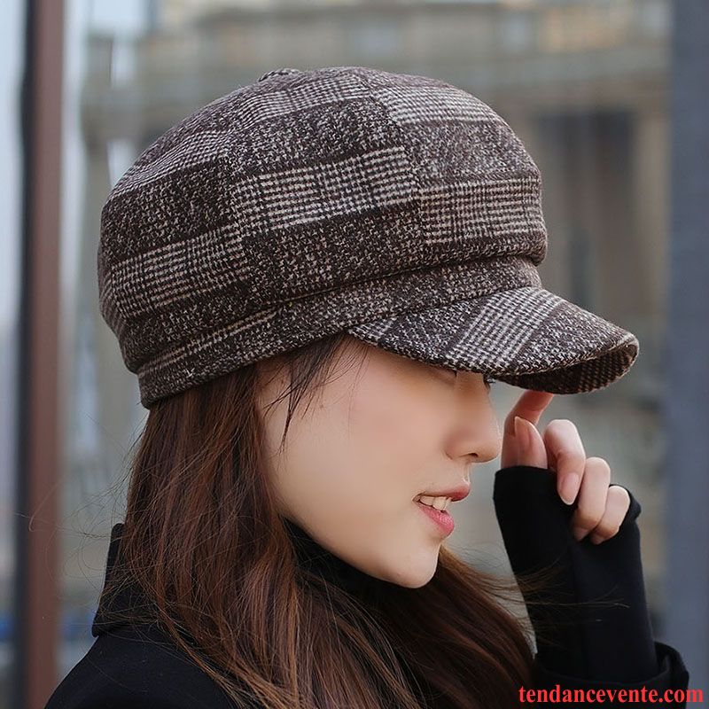 Casquette / Chapeau Femme Anis Étoilé Britanique Printemps Treillis Mode L'automne Noir