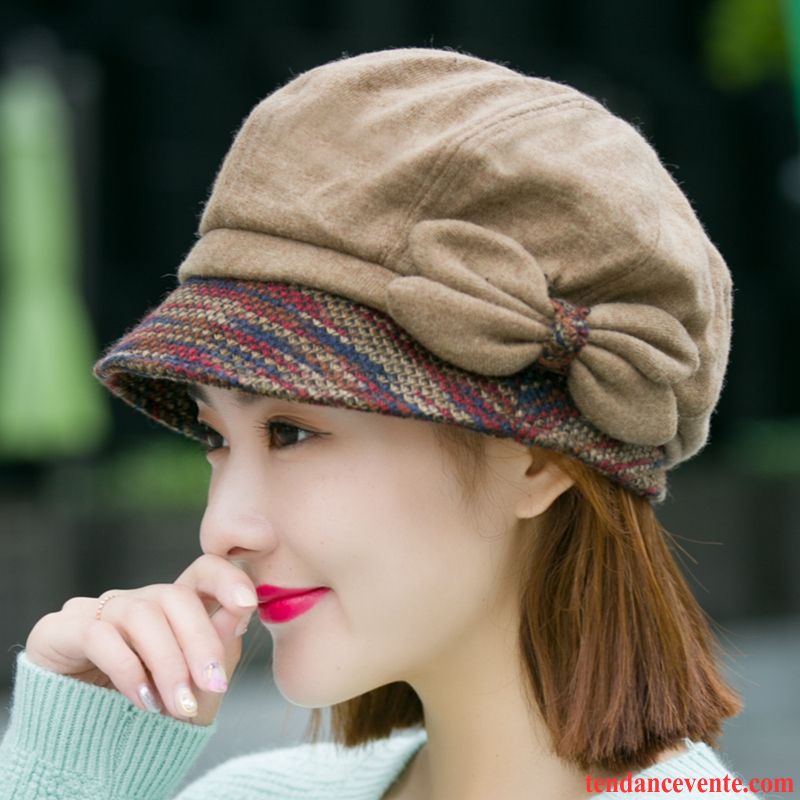 Casquette / Chapeau Femme Britanique Anis Étoilé All-match La Laine Loisir Hiver Bordeaux