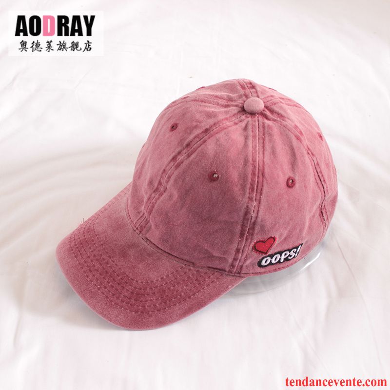 Casquette / Chapeau Femme Casquette De Baseball Doux Ombre Amour Lavé À L'eau Été Rose