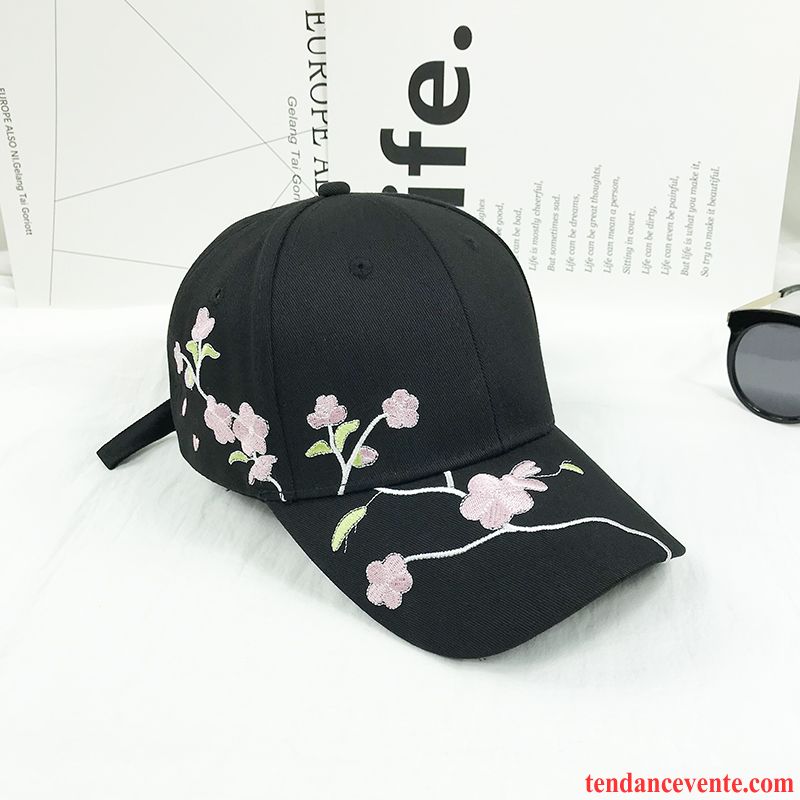 Casquette / Chapeau Femme Casquette De Baseball Été Brodé Fleur Mode Tendance Noir