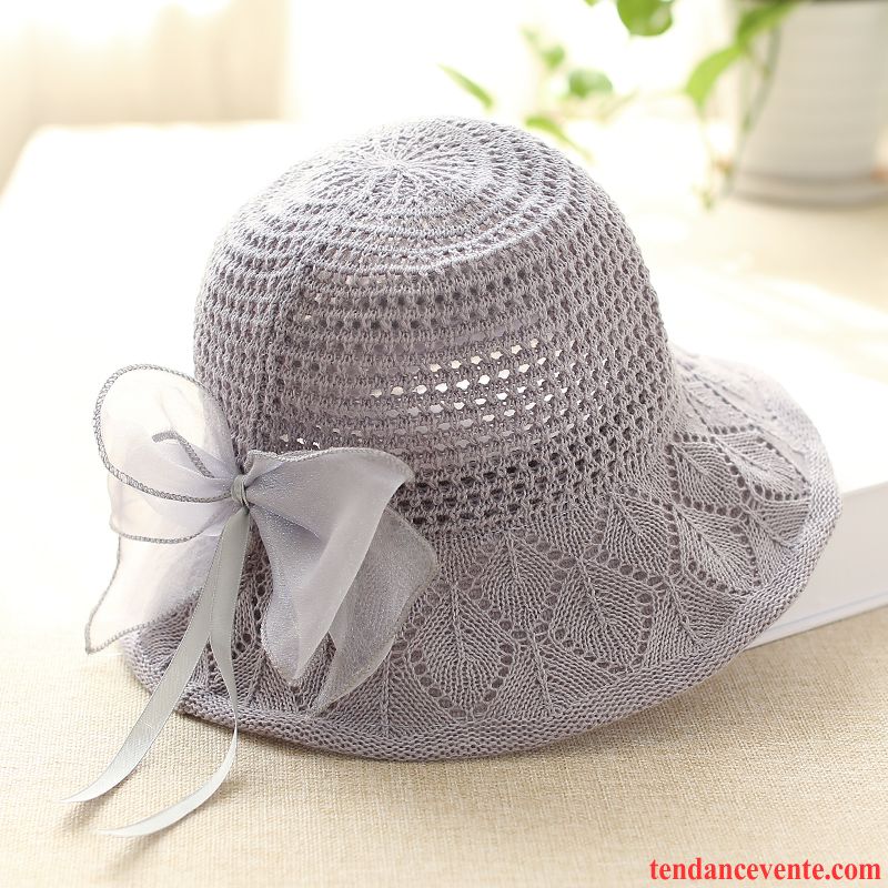 Casquette / Chapeau Femme Chapeau De Soleil Bord De Mer Crème Solaire Vacances Chapeau De Paille Voyage