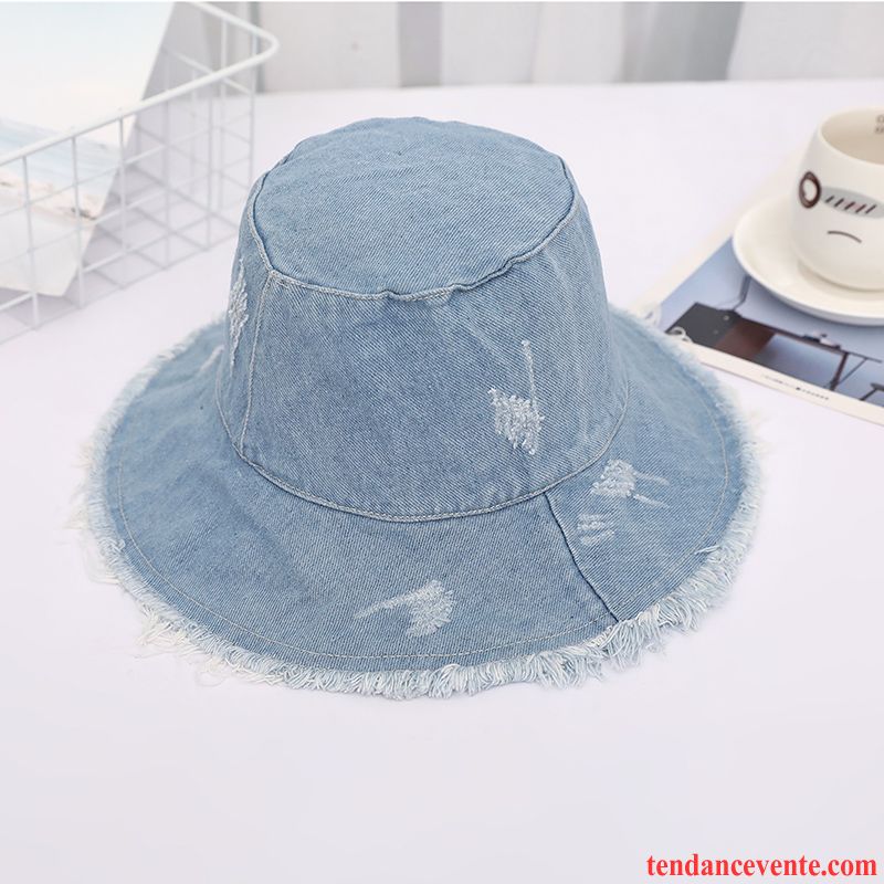 Casquette / Chapeau Femme Crème Solaire Plier Chapeau De Soleil Printemps Denim Gros Bleu