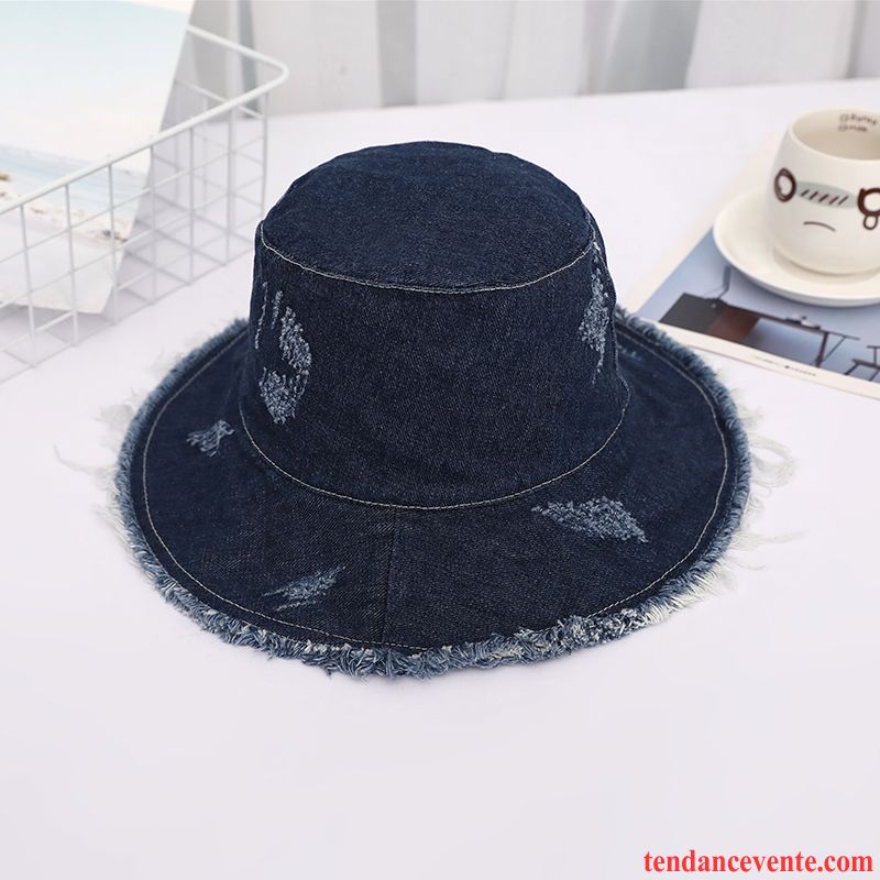 Casquette / Chapeau Femme Crème Solaire Plier Chapeau De Soleil Printemps Denim Gros Bleu