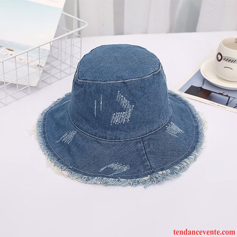 Casquette / Chapeau Femme Crème Solaire Plier Chapeau De Soleil Printemps Denim Gros Bleu