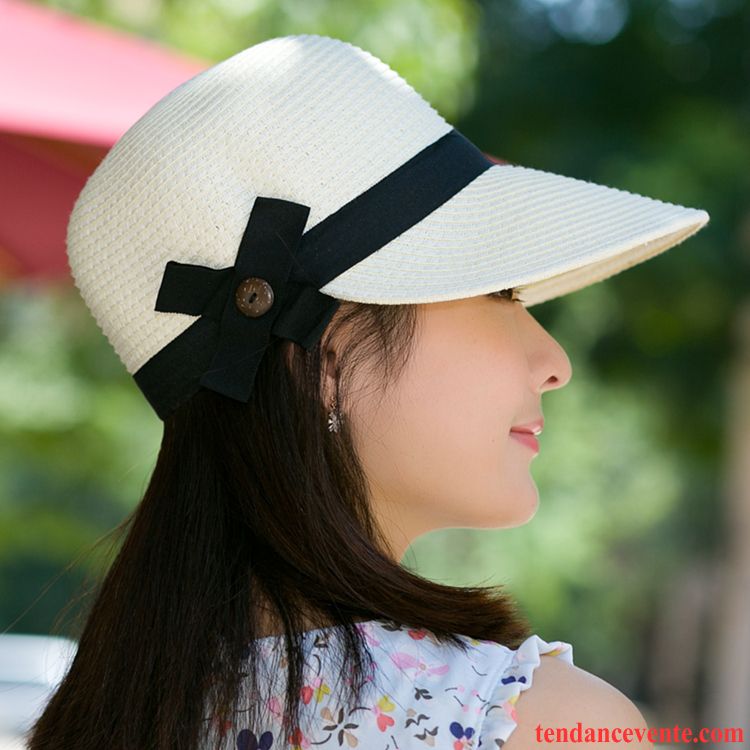 Casquette / Chapeau Femme De Plein Air Été Ombre Chapeau De Soleil Chapeau De Paille Voyage Brun