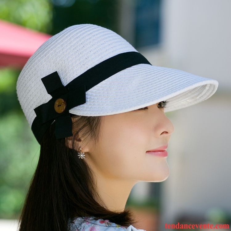 Casquette / Chapeau Femme De Plein Air Été Ombre Chapeau De Soleil Chapeau De Paille Voyage Brun