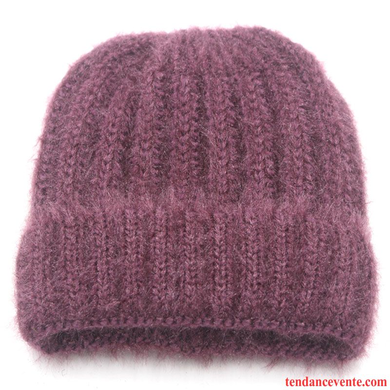 Casquette / Chapeau Femme Milieu Section Mince Bonnet Tricoté Printemps Personnes Âgées Bonnet De Laine Violet