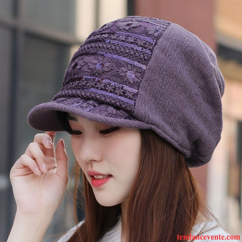 Casquette / Chapeau Femme Oreille Protectrice Tricot L'automne Maman Hiver Anis Étoilé Noir