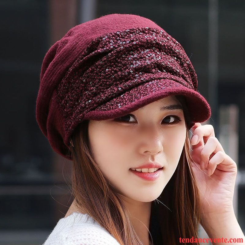 Casquette / Chapeau Femme Oreille Protectrice Tricot L'automne Maman Hiver Anis Étoilé Noir